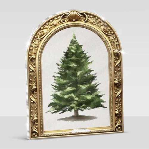 Vintage Christmas Tree Sign Table Decorations Xmas Pine Tree Decorative Sign Centerpieces for Tables Mantel Tiered Tray Holiday Farmhouse Home Decor, Gold | Amazon (US)