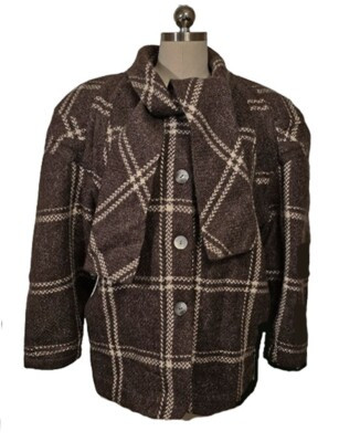 VINTAGE THIERRY MUGLER MADE IN ITALY WOOL PLAID JACKET W SCARF IN COCOA & CREAM | eBay | eBay US