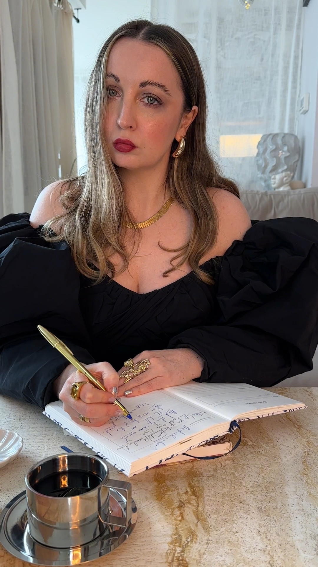 My fancy writing outfit for the days I need a little romance. The more oversized the shoulders, the better 🖤🖤
Poor Things aesthetic | Victorian surrealism | Black going out top | Pub outfit | Evening outfit | Petite fashion | Silver coffee cup and saucer 

#LTKuk #LTKstyletip #LTKsummer