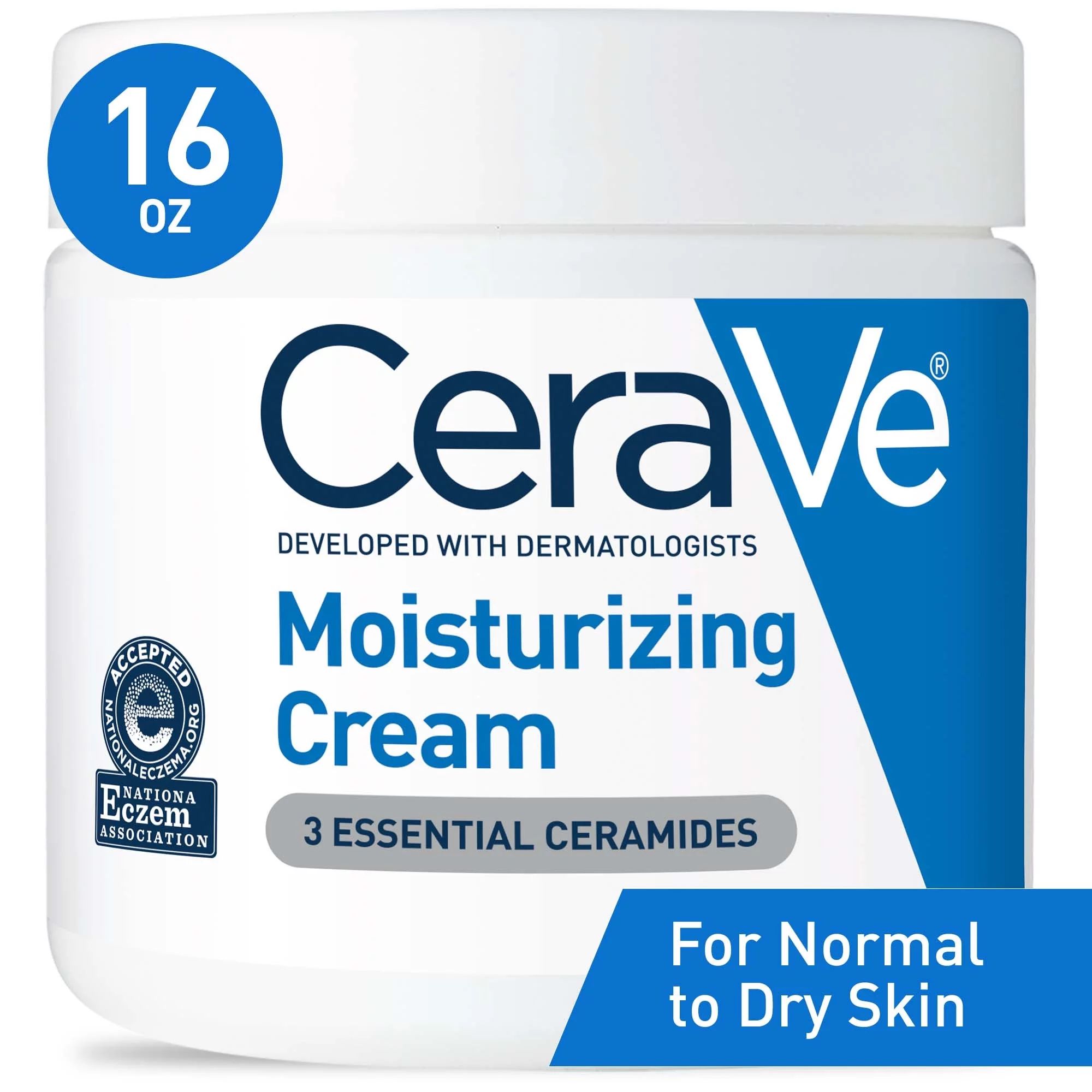 CeraVe Moisturizing Cream, Face Moisturizer & Body Lotion for Normal to Very Dry Skin, 16 oz | Walmart (US)