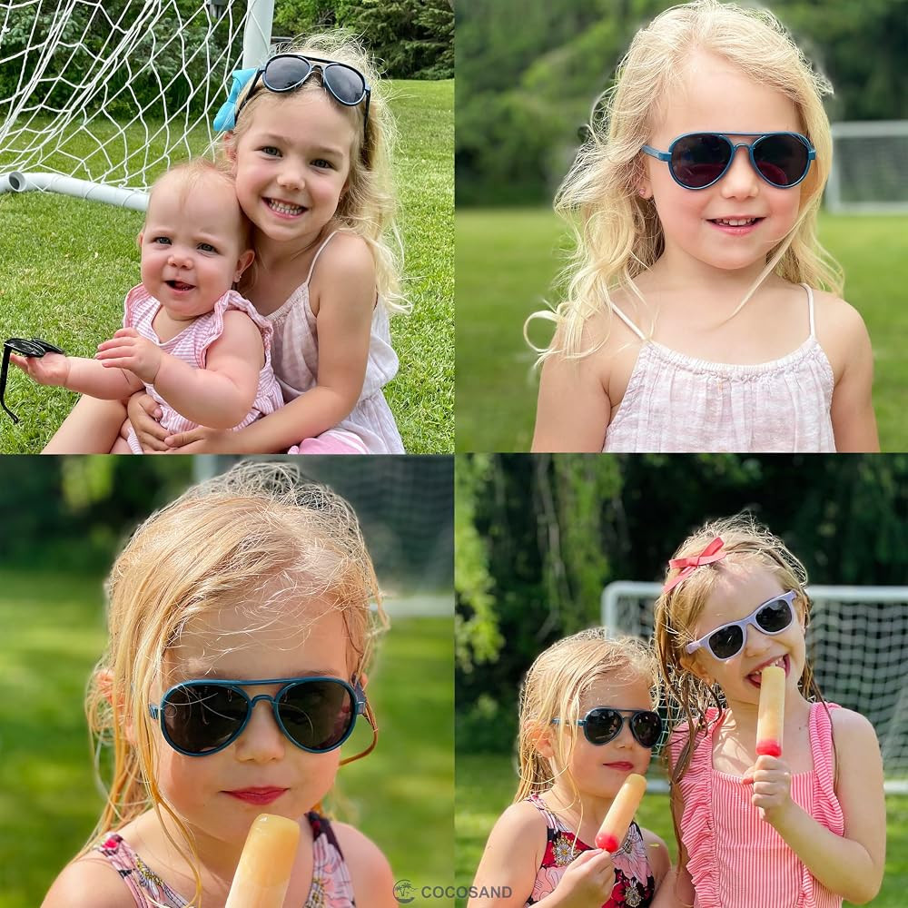 Baby Boys Girls Aviator Sunglasses with Strap Polarized Flexible Retro Pilot for Infants Toddler ... | Amazon (US)
