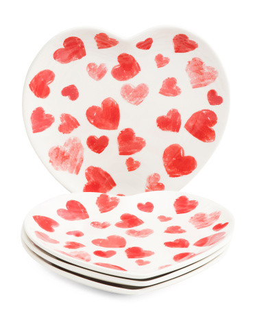Set Of 4 10in Heart Plates | TJ Maxx