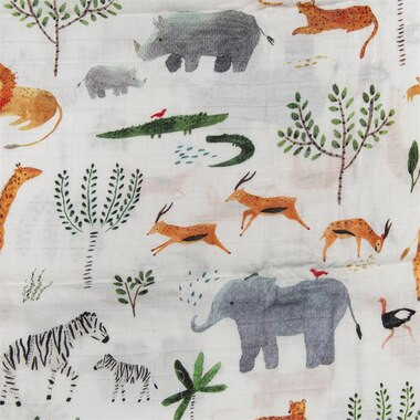 Loulou Lollipop Quilt Blanket Rayon Muslin Cotton - Safari Jungle | Indigo (CA)