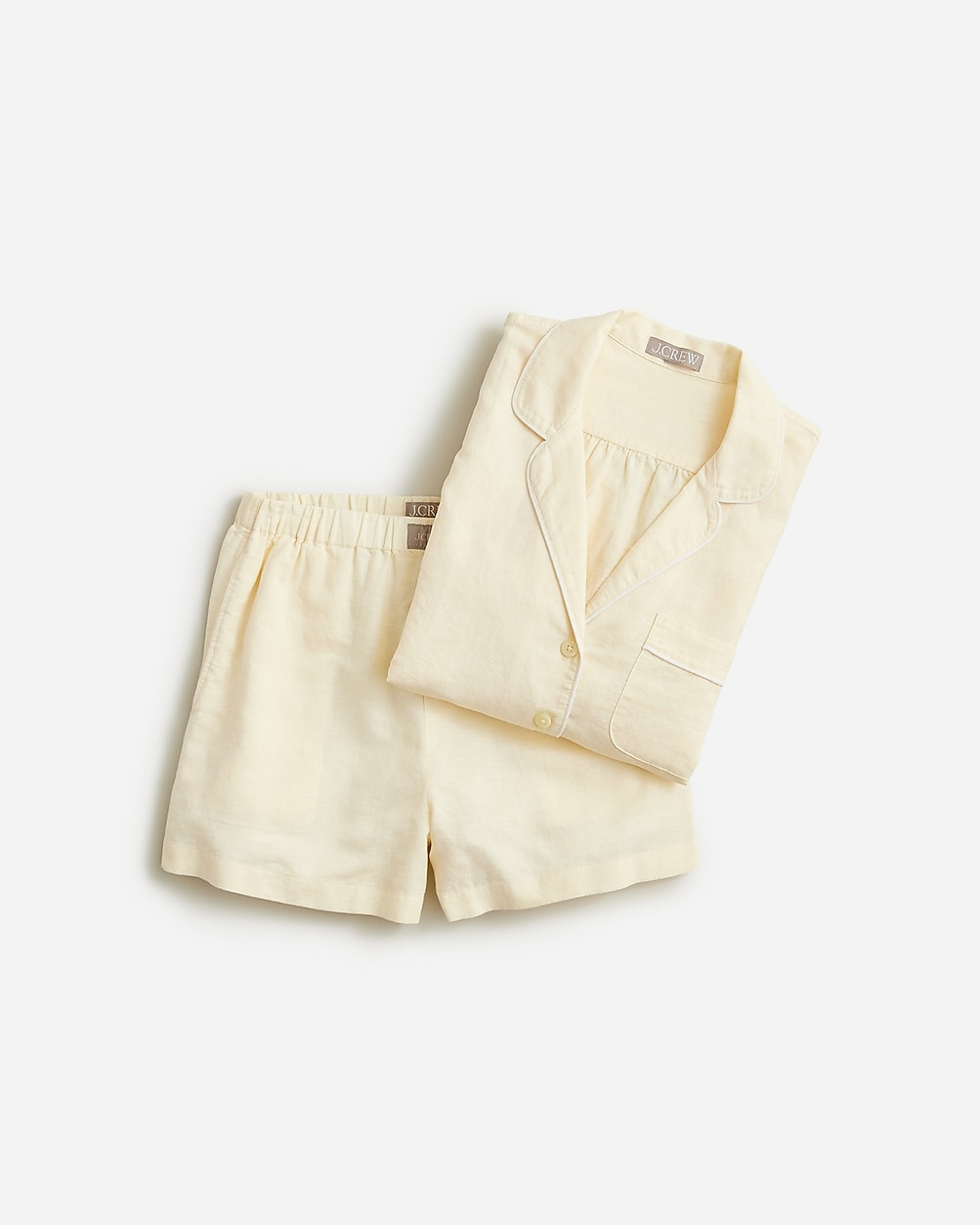 Long-sleeve pajama short set in linen-cotton blend | J. Crew US