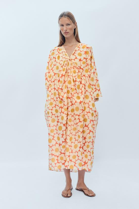 LIMITED EDITION FLORAL KAFTAN DRESS | Zara Canada