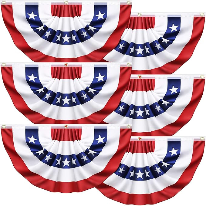 3x6 Ft 6 Pack American Pleated Fan Flag, USA Patriotic Flag Bunting Half Fan Banner for Outside R... | Amazon (US)
