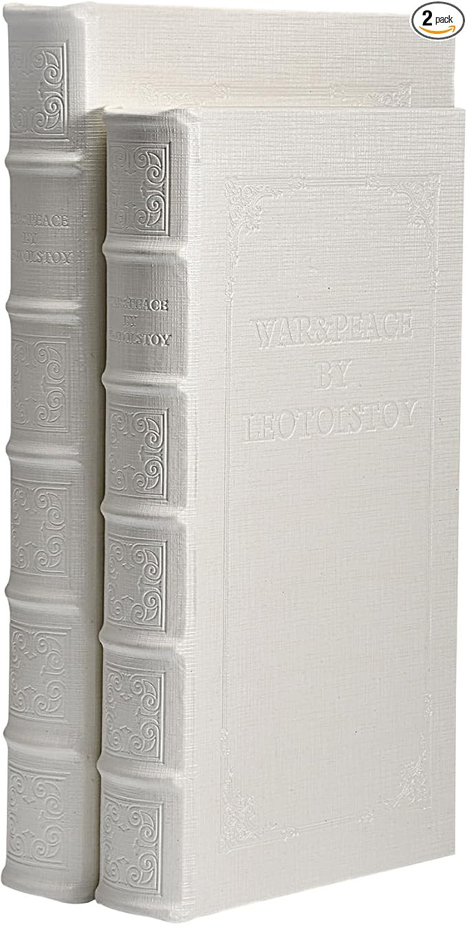 Decorative Books with White Faux Leather,Decorative Book Box for Home Decor, Display,Coffee Table... | Amazon (US)