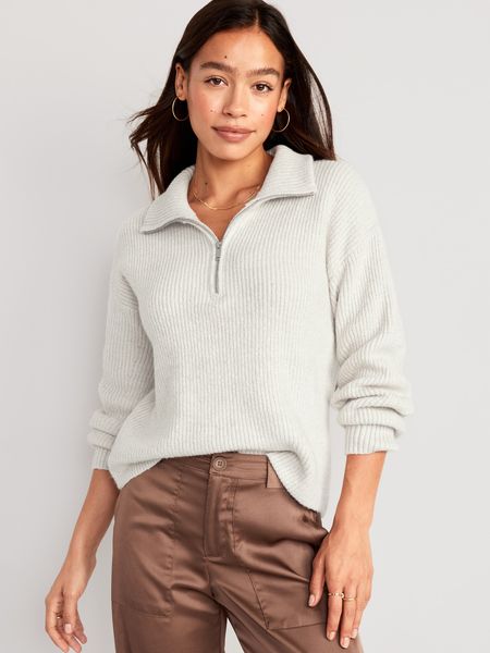 1/2-Zip Shaker-Stitch Pullover for Women | Old Navy (US)