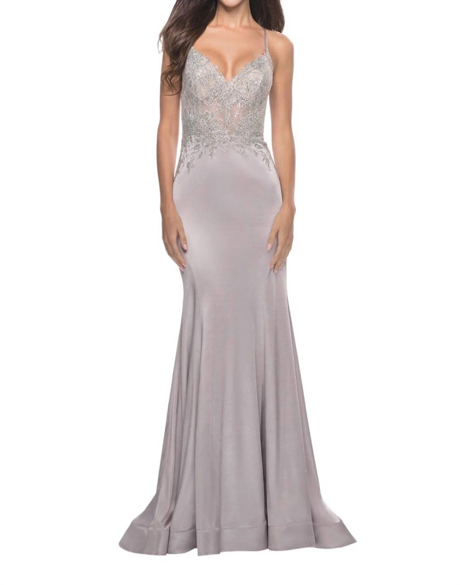 Chic Liquid Jersey Prom Dress In Silver | Shop Simon