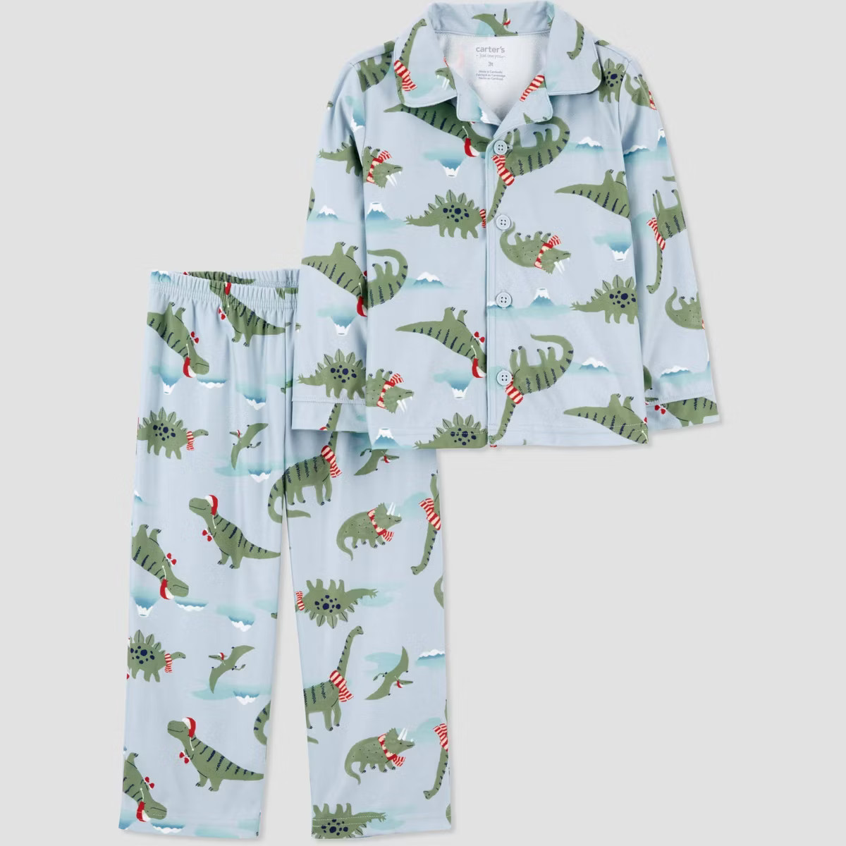 Carter's Just One You® Toddler Boys' Festive Dino Pajama Set - Green/Blue | Target
