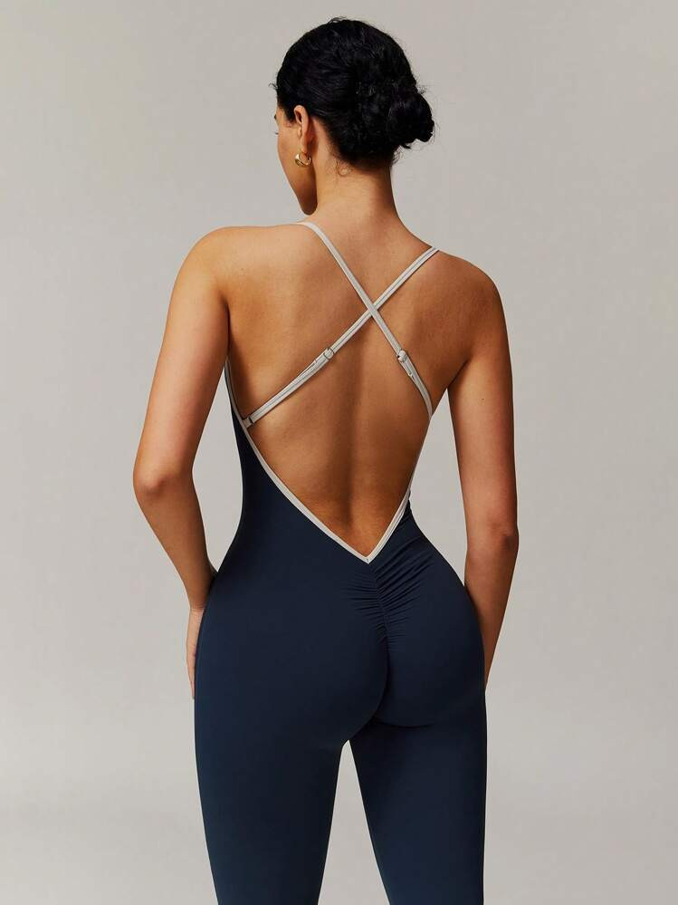 MASKERT Spring And Summer Women's Jumpsuit, Women's Jumpsuit, Women's Sportswear, Fitness Clothes, Yoga Clothes, High Elasticity, Skin Friendly, Comfortable, Breathable, Home Leisure Shapewear Jumpsuit | SHEIN