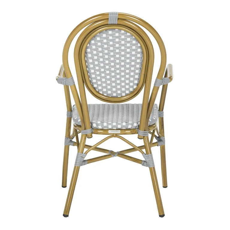Safavieh Rosen Outdoor Patio Stacking Arm Chair, Set of 2 - Grey/White | Walmart (US)