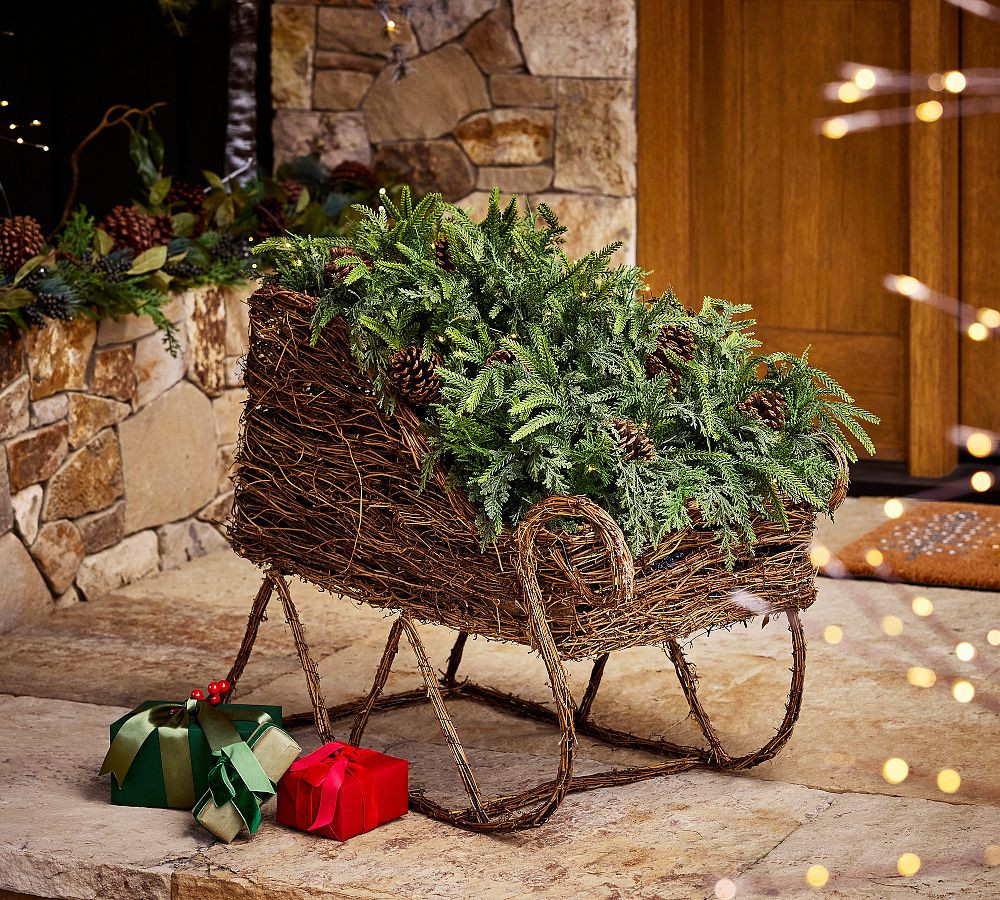 Lit Rattan Sleigh | Pottery Barn (US)