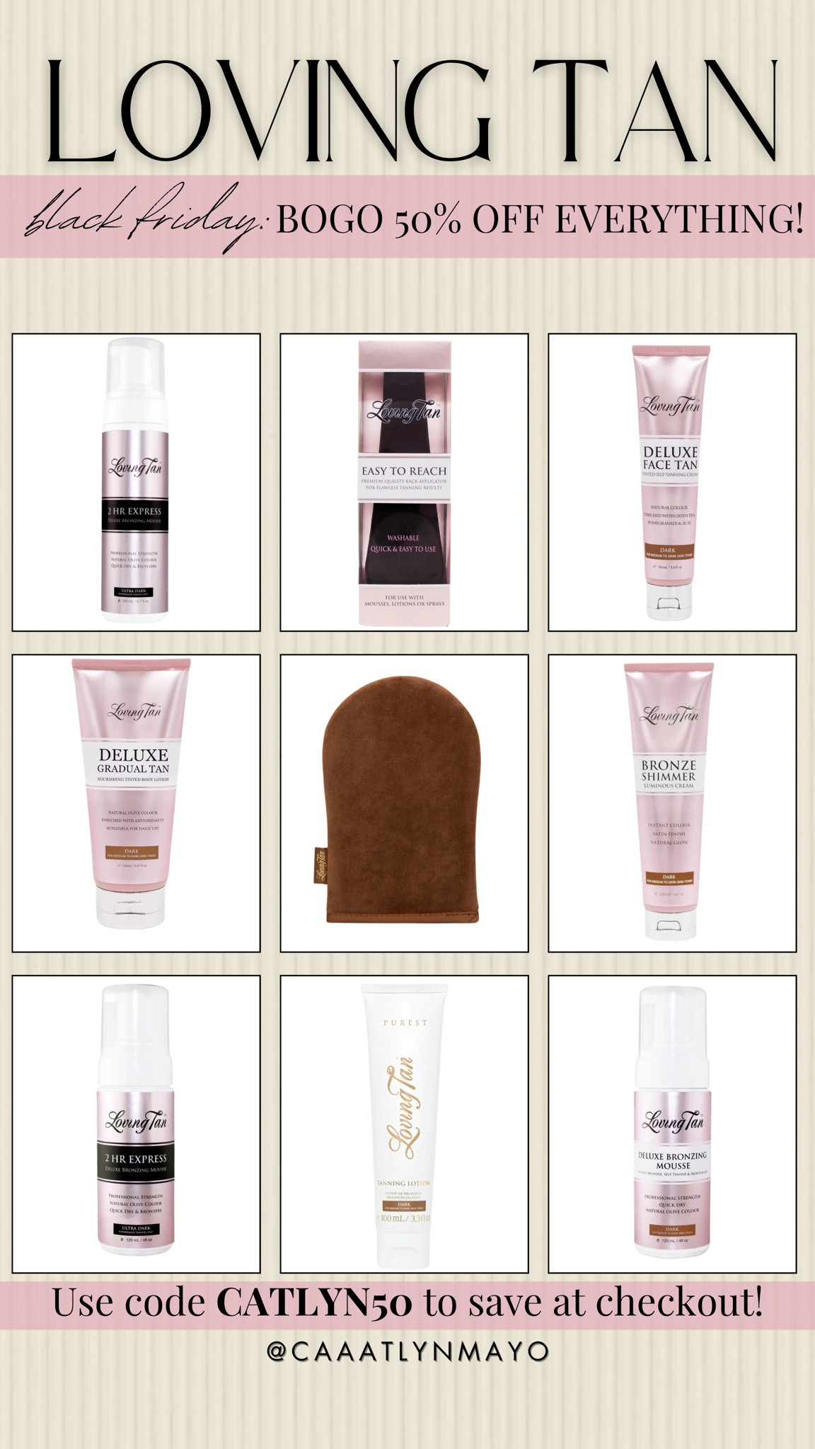 Loving Tan: Buy one, get one 50% off! Use code CATLYN50 at checkout! 🎁

#LTKBeauty #LTKCyberWeek #LTKSaleAlert
