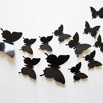 24pcs 3D Butterfly Removable Mural Stickers Wall Stickers Decal for Home and Room Decoration (Bla... | Amazon (US)