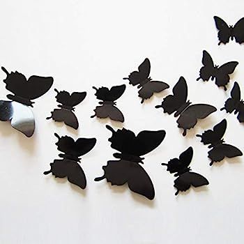 24pcs 3D Butterfly Removable Mural Stickers Wall Stickers Decal for Home and Room Decoration (Bla... | Amazon (US)