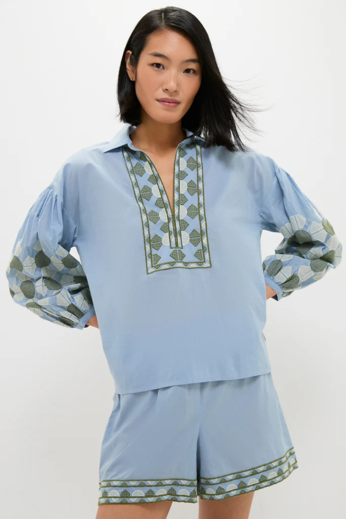 Sky Geometric Embroidered Paget Top | Tuckernuck (US)