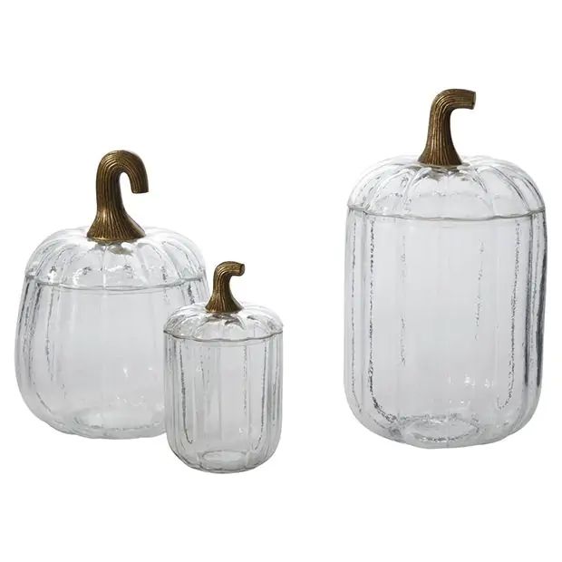 Clear Glass Pumpkin Jar With Lid | Antique Farm House