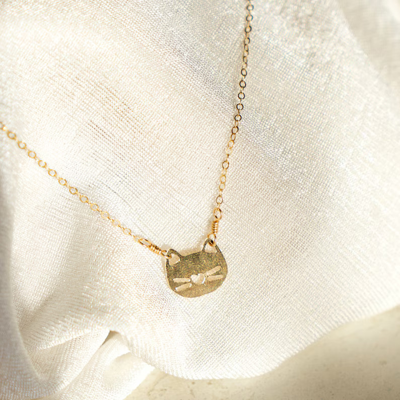 Cat Necklace / Sterling Silver or 14k Gold Filled / Dainty Jewelry / Cat Lover / Feline / Gifts f... | Etsy (US)