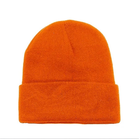 4 Pack Plain Long Cuffed Unisex Beanies Skullies for Men and Women (Orange) | Walmart (US)