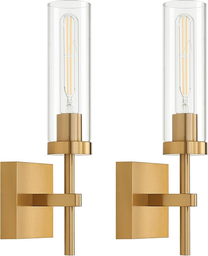 Gold Battery Operated Wall Sconce Set of 2, Wireless Wall Sconces with Remote Control, Rechargeab... | Amazon (US)