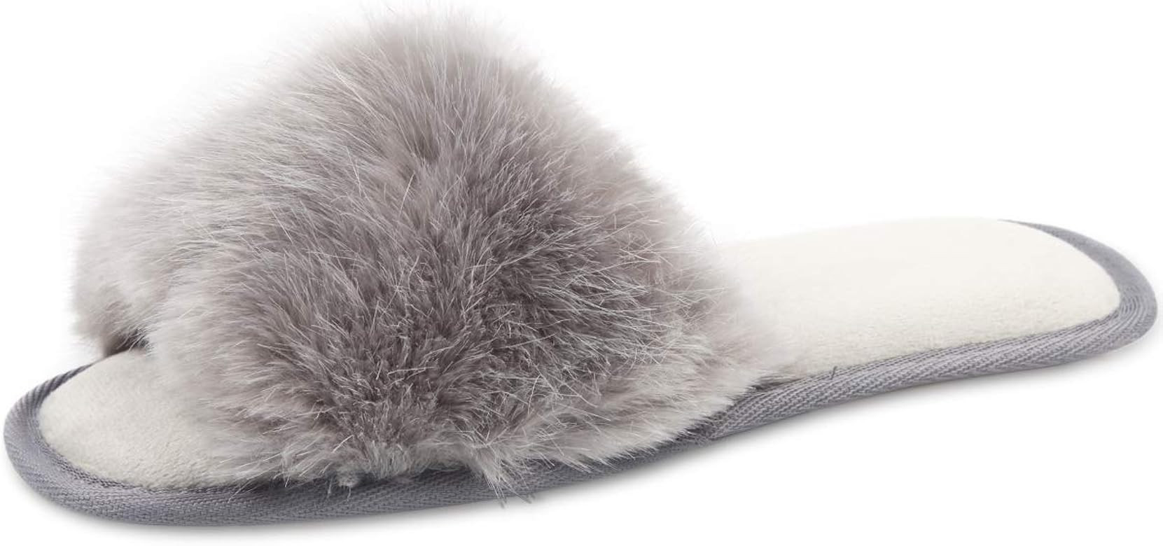 Women Fuzzy House Slippers: Fluffy Open Toe Summer Slides Slippers - Furry Ladies Bedroom Slipper... | Amazon (US)