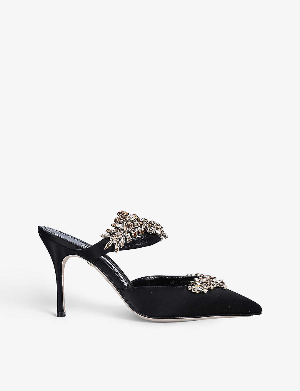 Lurum 90 crystal-embellished satin mules | Selfridges