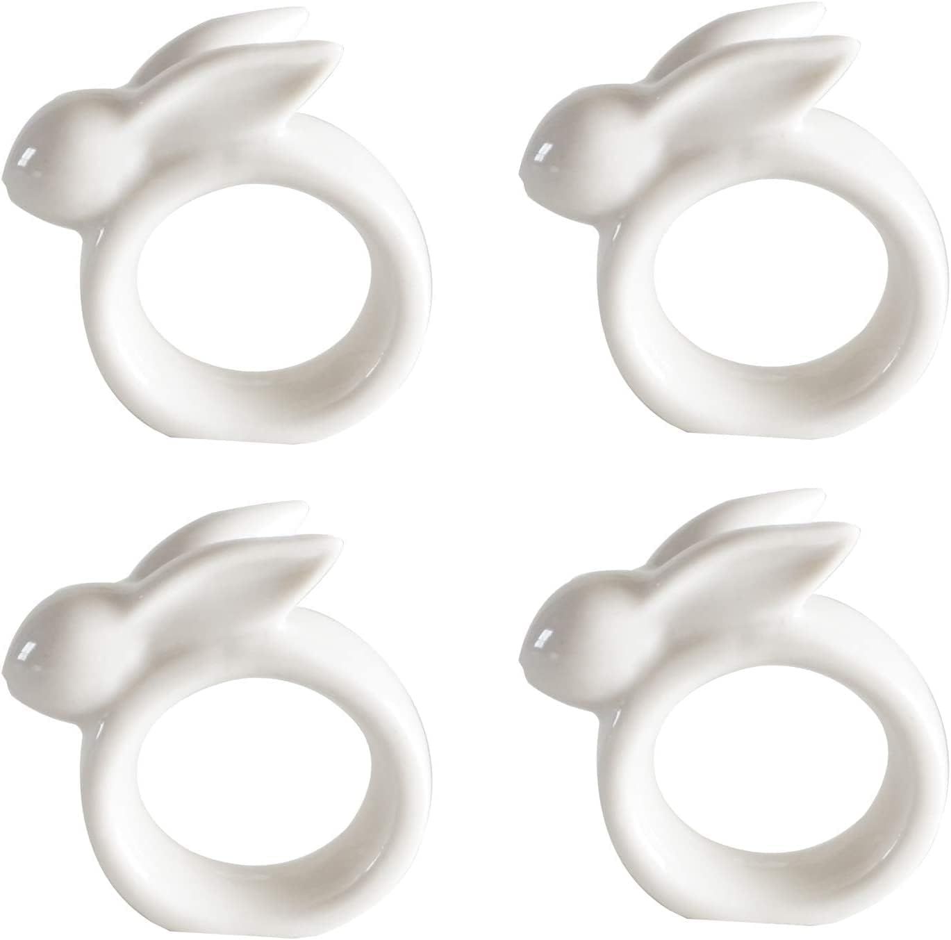Easter Rabbit Porcelain Napkin Rings, Set of 6 Vintage White Bunny Ceramic Napkin Rings for Easte... | Amazon (CA)