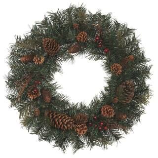 Home Accents Holiday 24 in Pinecone and Berry Wreath 1659064HD - The Home Depot | The Home Depot