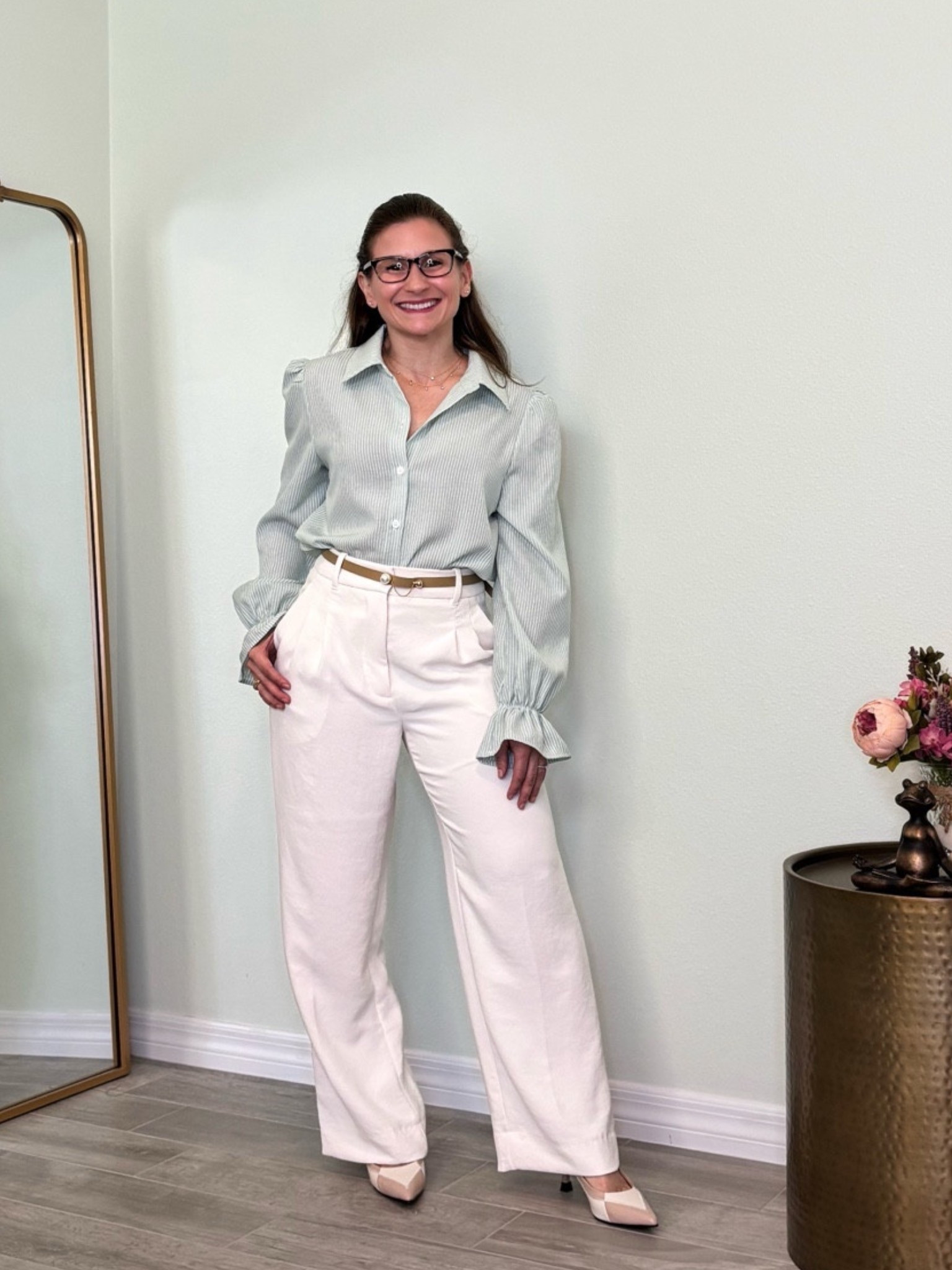 Pastel green striped blouse for a less gloomy office wear. This blouse is from Amazon and comes in other colors.

#LTKSeasonal #LTKPetite #LTKWorkwear