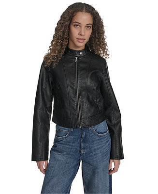 Levi's Women's Faux Leather Racer Jacket - Macy's | Macy's