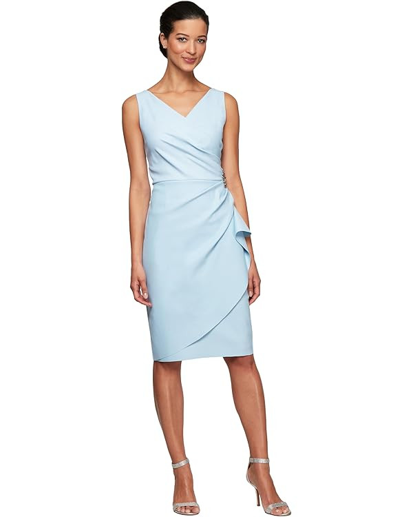 Alex Evenings Women's Slimming Short Ruched Dress with Ruffle (Petite and Regular) | Amazon (US)