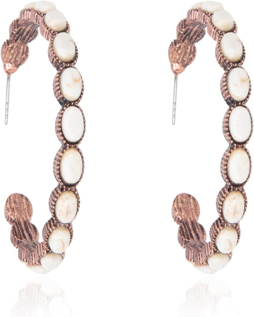 Rustic Couture's Western Hoop Earrings for Women Cowgirl Country Concho Western Statement Jewelry | Amazon (US)