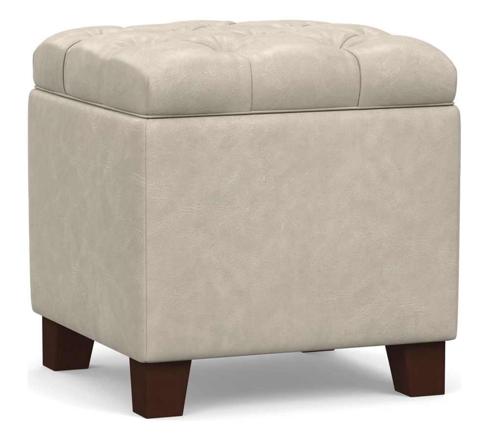 Lorraine Tufted Leather Storage Cube | Pottery Barn (US)