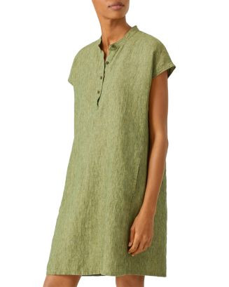 Band Collar Linen Dress | Bloomingdale's (US)