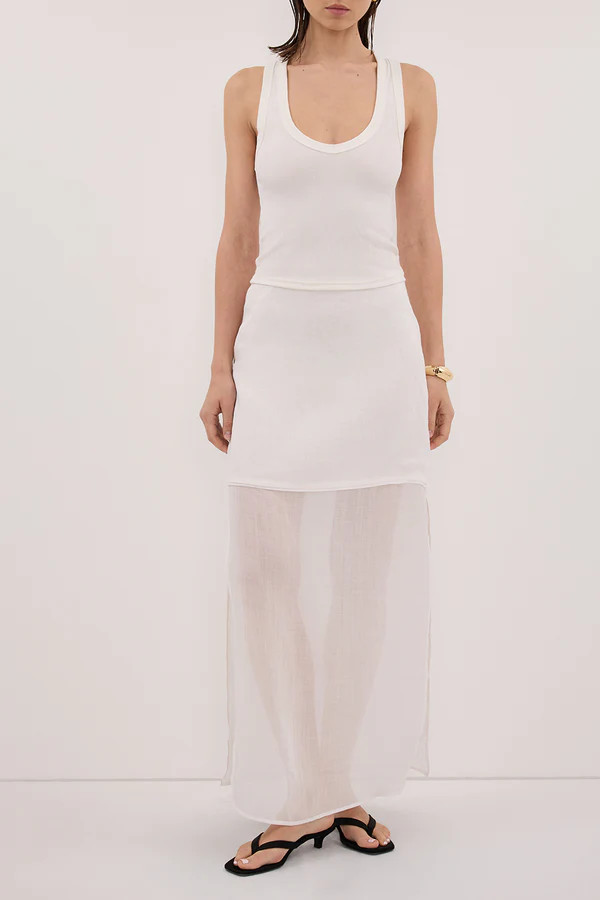 KAI WHITE RAMIE MIDI SKIRT | DISSH