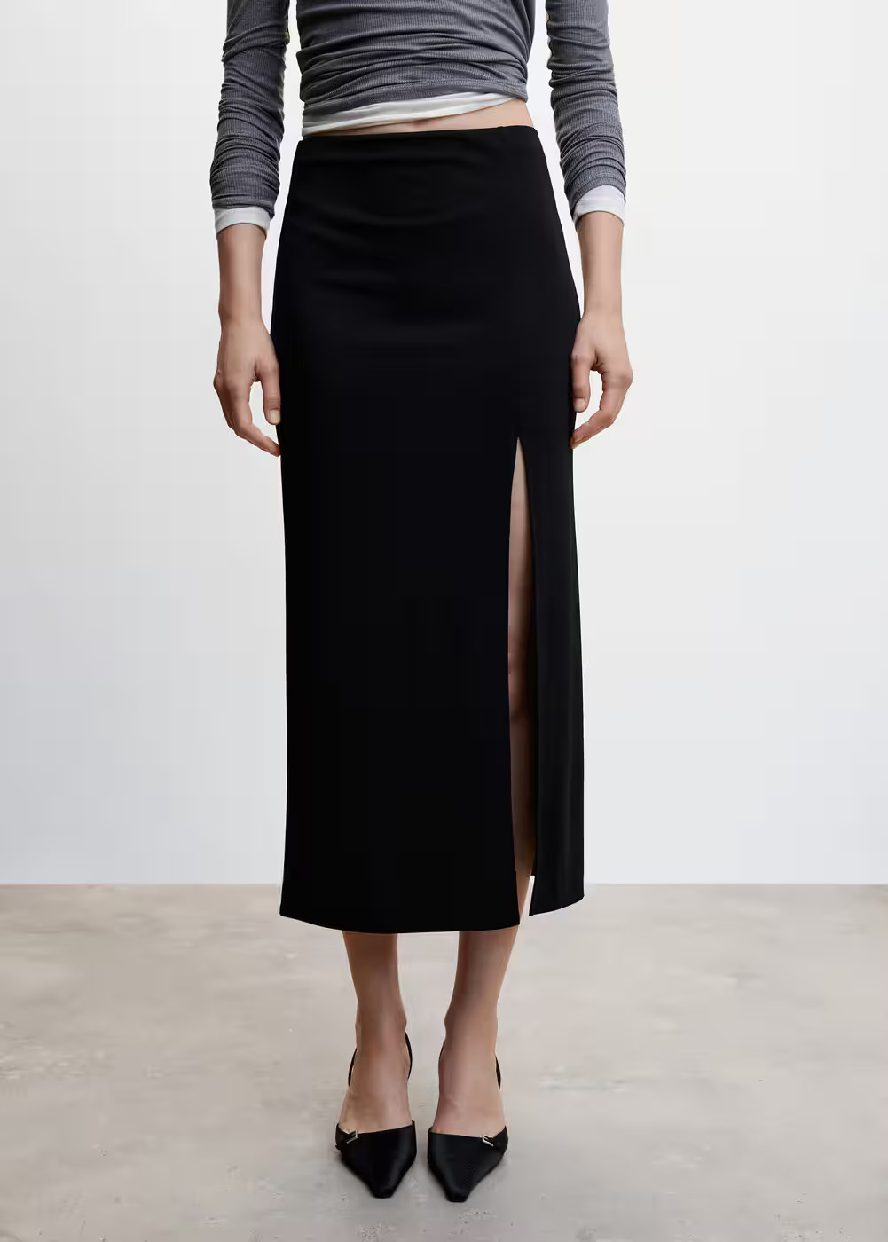 Vent midi skirt -  Women | Mango USA | MANGO (US)