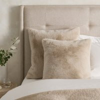 Super-Soft Faux-Fur Cushion Cover, Natural, Medium Square | The White Company (UK)