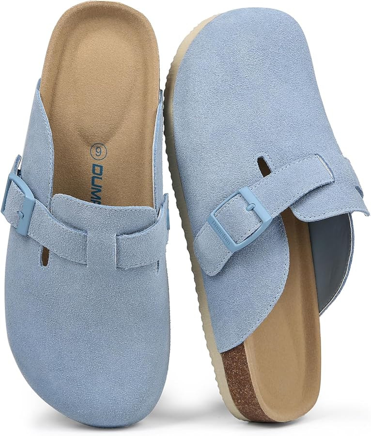 Dumalum Women's Suede Clog Leather Mules Arch Support Potato Shoes with Comfort Cork Footbed - Cl... | Amazon (US)