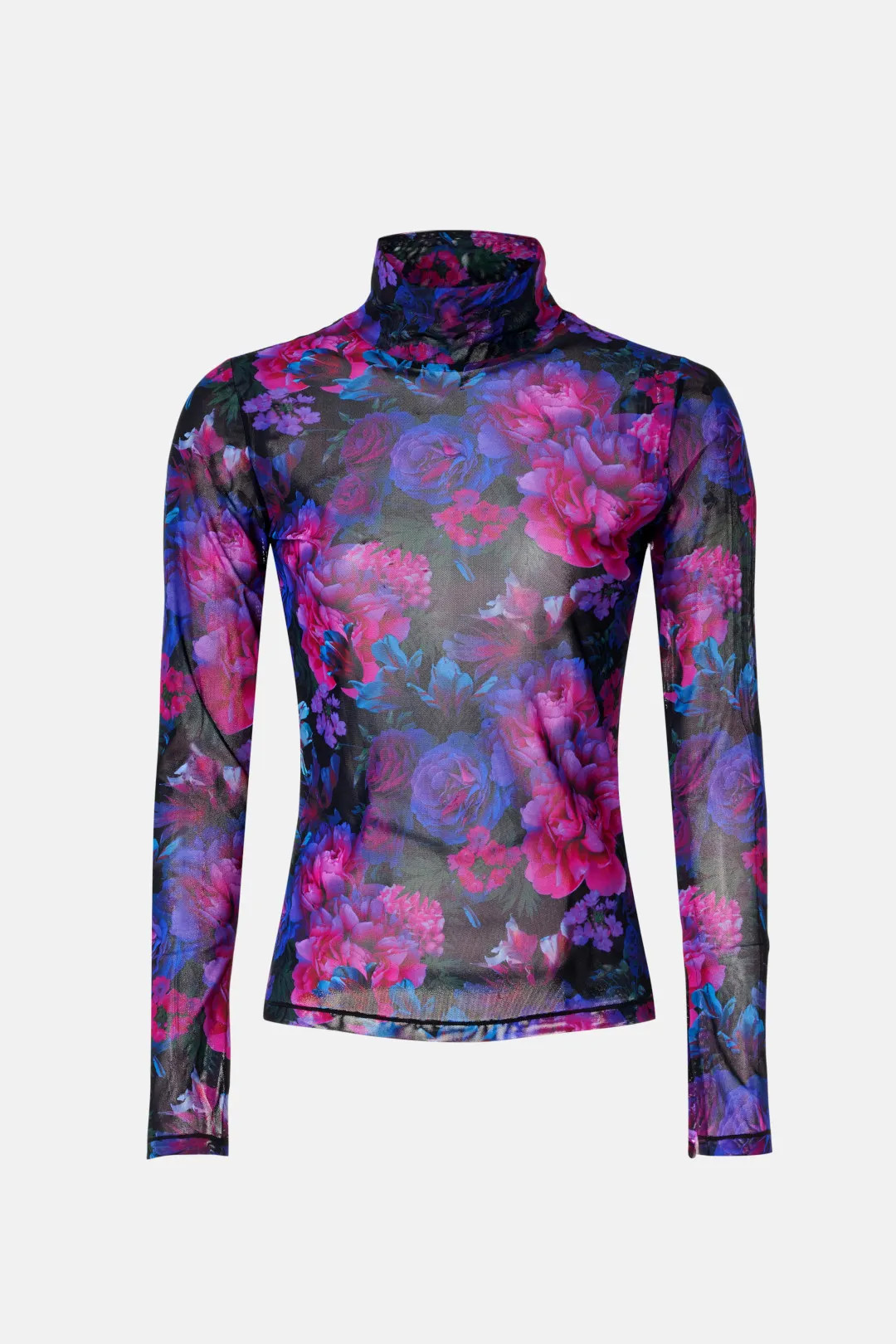 Floral Noir Mesh Turtleneck | Rent the Runway