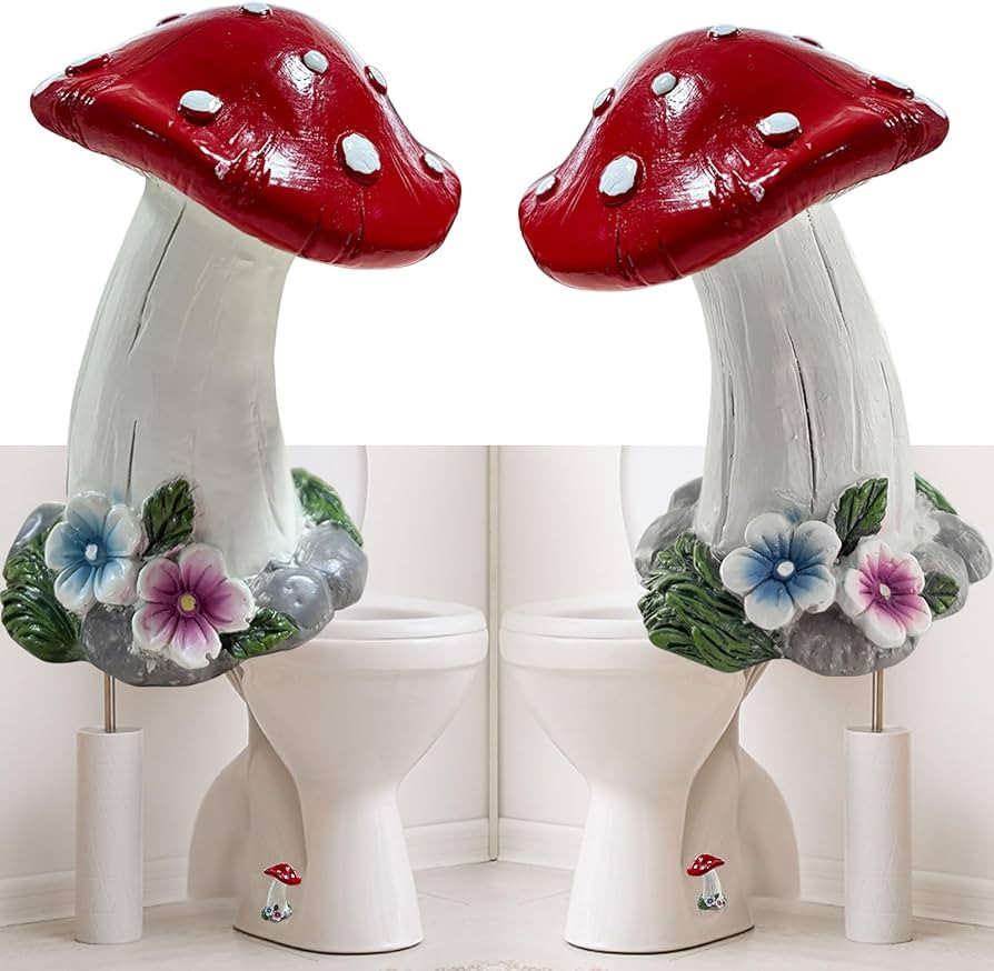 Mushroom Toilet Bolt Caps - 2PCS Decorative Resin Toilet Bolt Covers Cute Fun Frogs Turtle Toilet... | Amazon (US)
