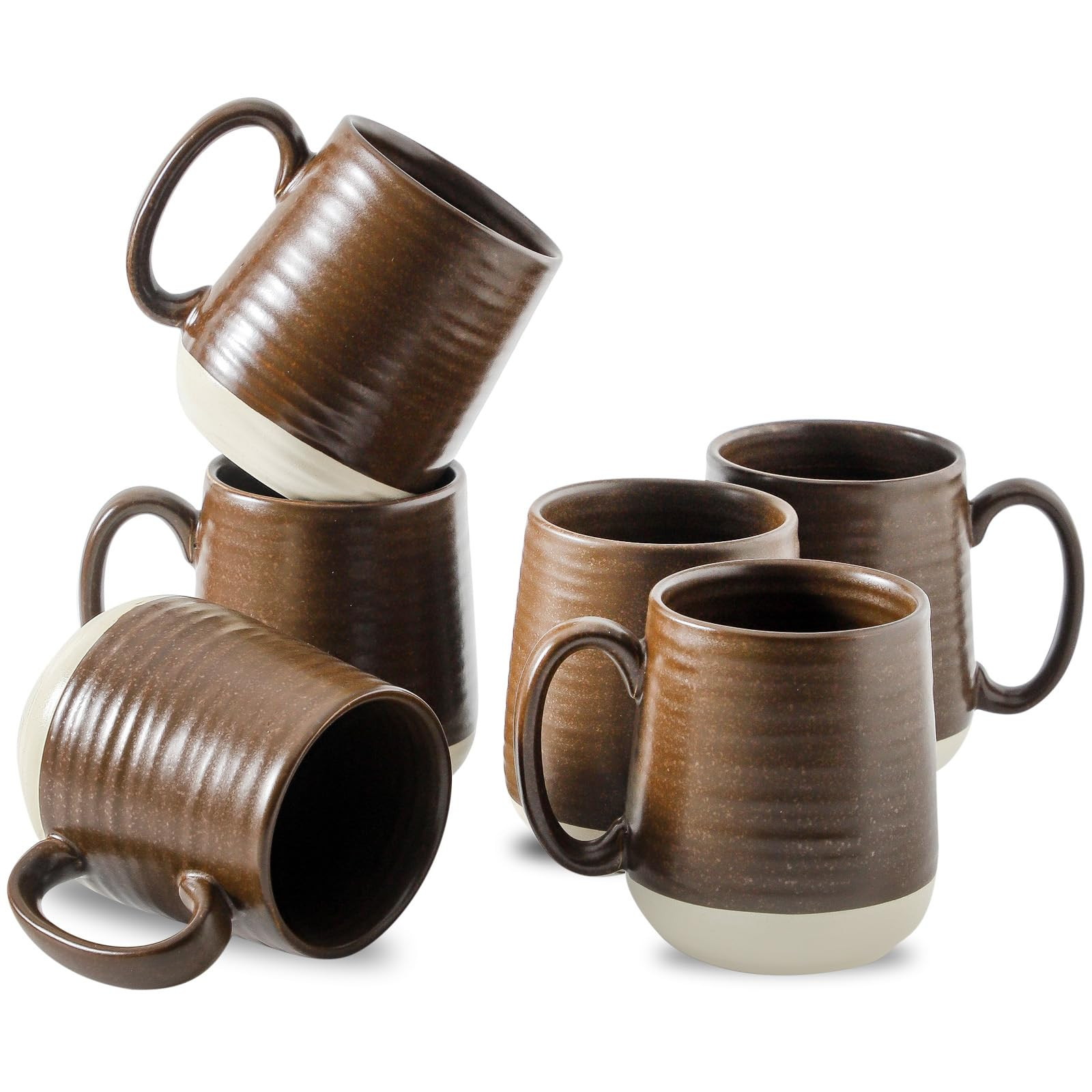 Hasense Porcelain Coffee Mugs Set of 6, 15 Ounce Large Ceramic Coffee Cups Set with Handle for La... | Amazon (US)