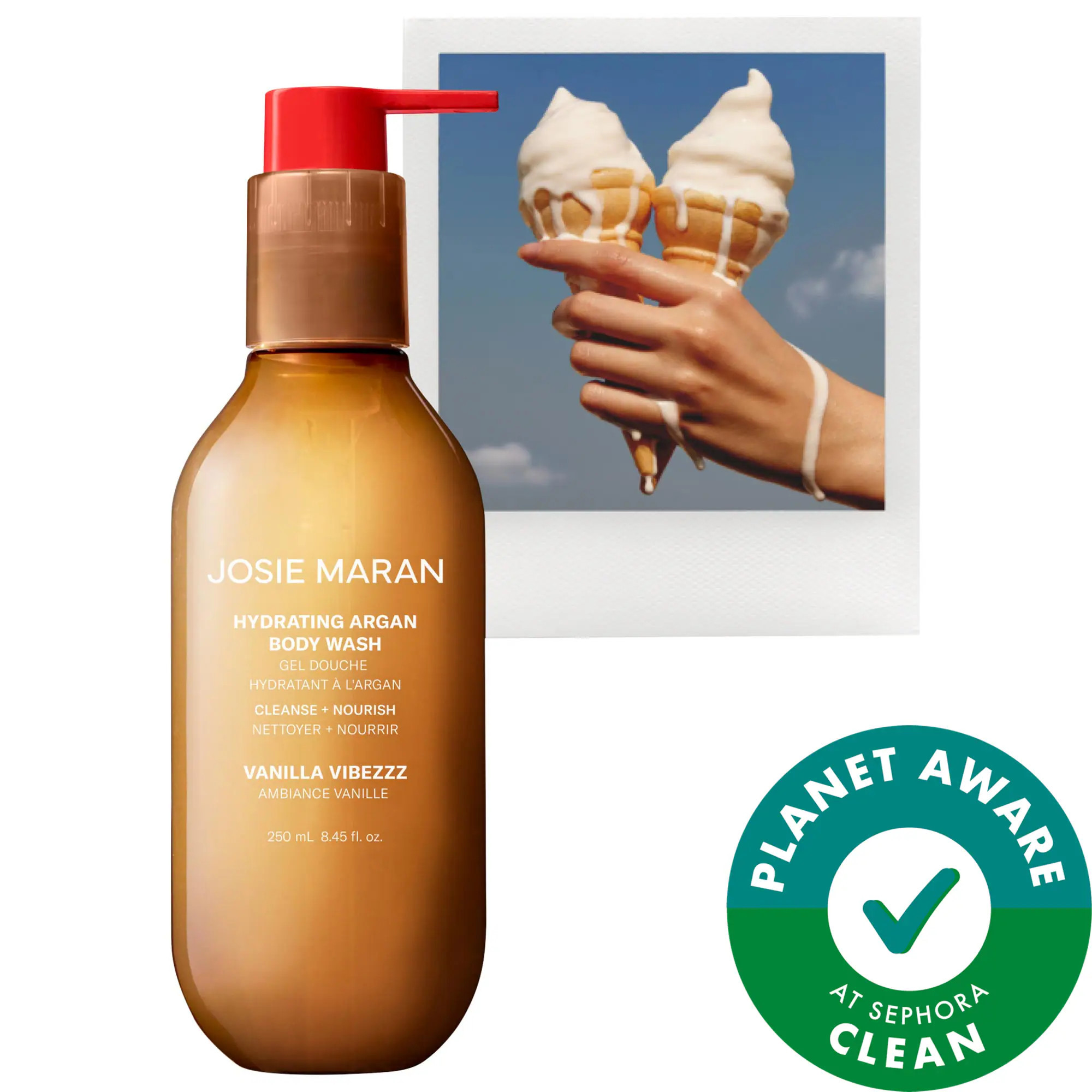 JOSIE MARAN Vanilla Vibezzz - Hydrating + Cleansing Argan Refillable Body Wash 8.45 oz/250 mL | Sephora (US)