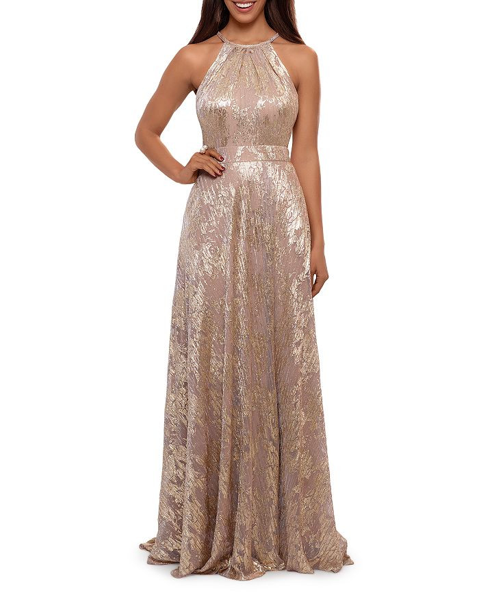 Foil Knit Halter Gown - 100% Exclusive | Bloomingdale's (US)
