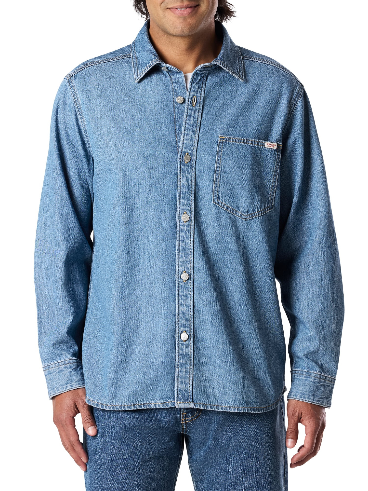 Levi Strauss Signature Men's and Big and Tall Original Denim Shirt, S-2XL - Walmart.com | Walmart (US)