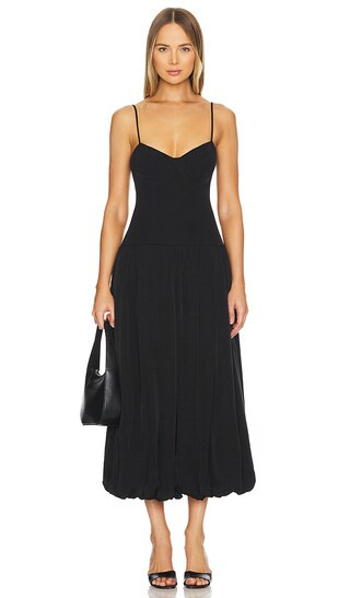 Vento Bustier Bubble Midi Dress in Black | Revolve Clothing (Global)