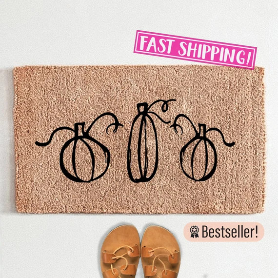 Pumpkins Coir Flocked Doormat Halloween Doormat Texas | Etsy | Etsy (US)