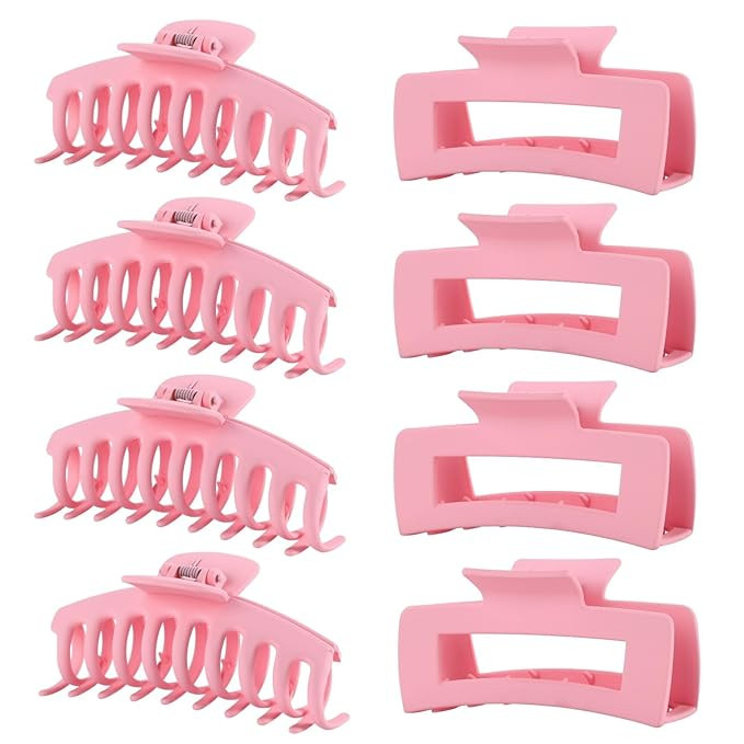 LuSeren 8 Pack Pink Hair Clips for Women 4.3 Inch Large Hair Claw Clips for Women Thin Thick Curl... | Amazon (US)