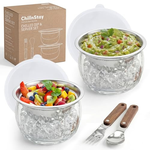 Chilled Dip Bowls with Lids, 2-Pack Dip Bowl with Ice Holder | Amazon (US)