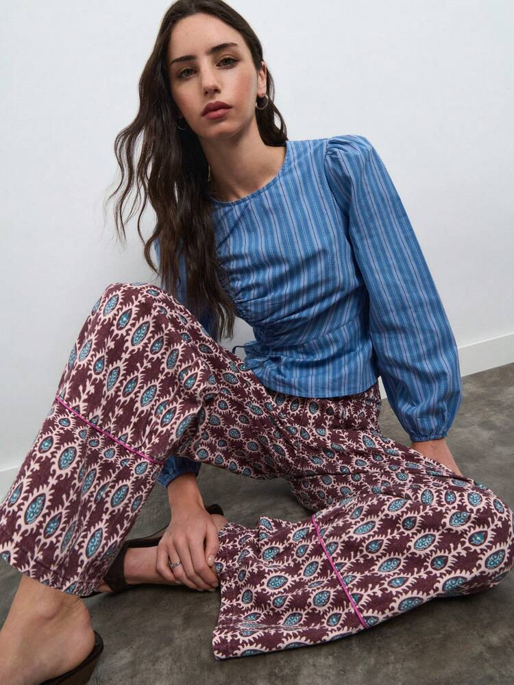 N\u00f6ista Printed High-Waisted Wide-Leg Pants, Offering Comfort, Durability, Casual Spring/Autu... | SHEIN